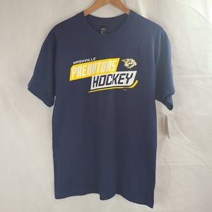 NWT NHL Nashville Predators Hockey Hanes Adult (M) Navy Blue Cotton T-Shirt